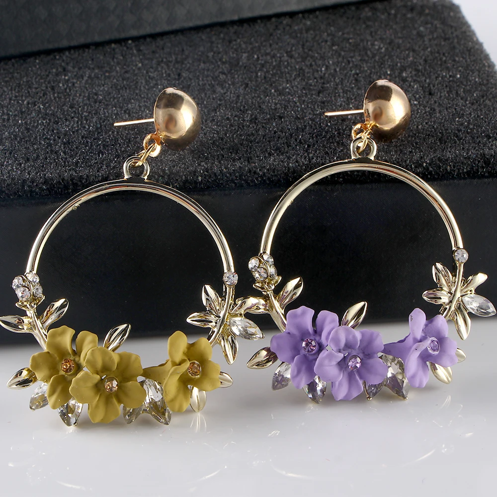 Новинка 2018 элегантные серьги-подвески с большим цветком для женщин корейская
