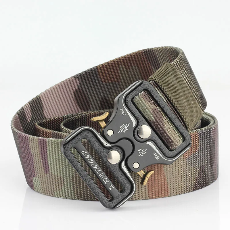 Jungle camouflag CETIRI 3,8 см камуфляжные тактические ремни нейлоновый военный пояс с металлической пряжкой Регулируемый сверхпрочный тренировочный Пояс для охоты - Цвет: Jungle camouflag