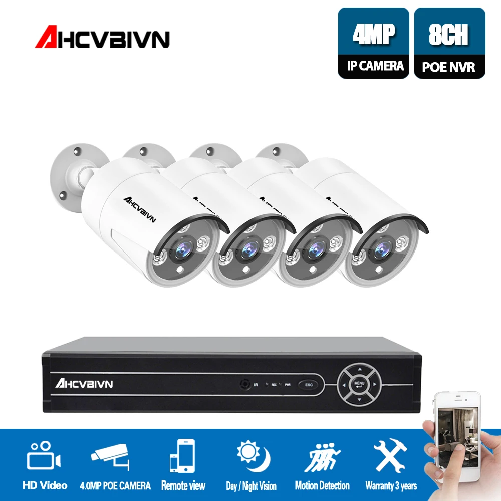 AHCVBIVN POE 8CH видеонаблюдения Системы HD 5.0MP NVR H.265 4MP IP Камера Крытый Открытый день/ночь