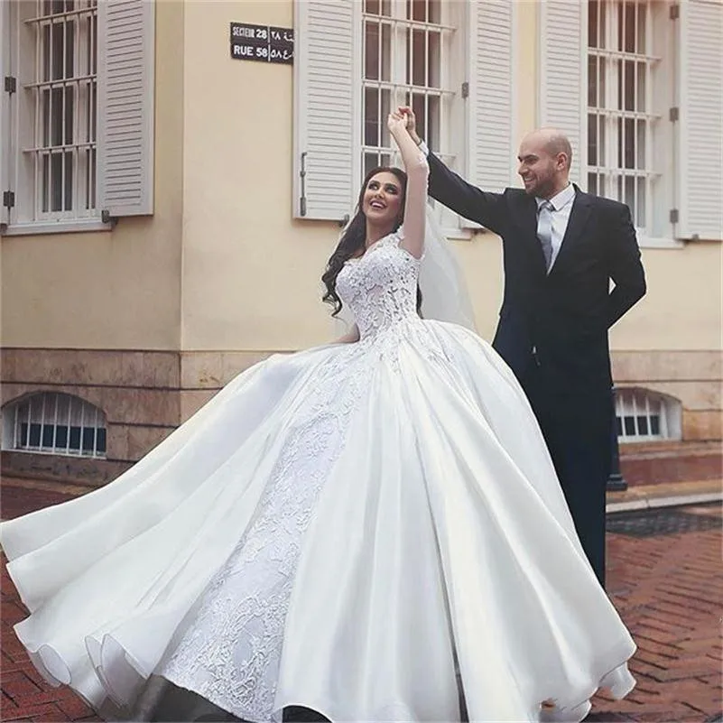 2021 Пышное Бальное Платье Свадебные Платья прозрачные длинные рукава 3D Цветочная