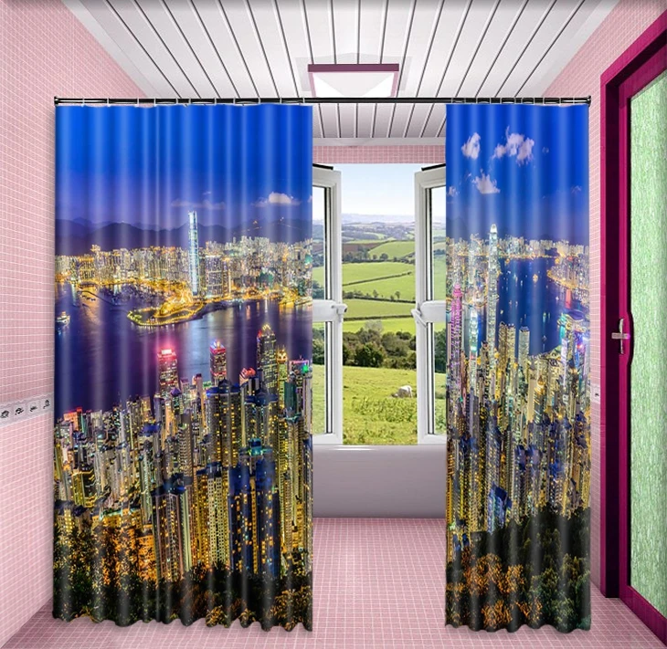 Очарование современного города и красивой ночи 3d цифровая печать стерео среза