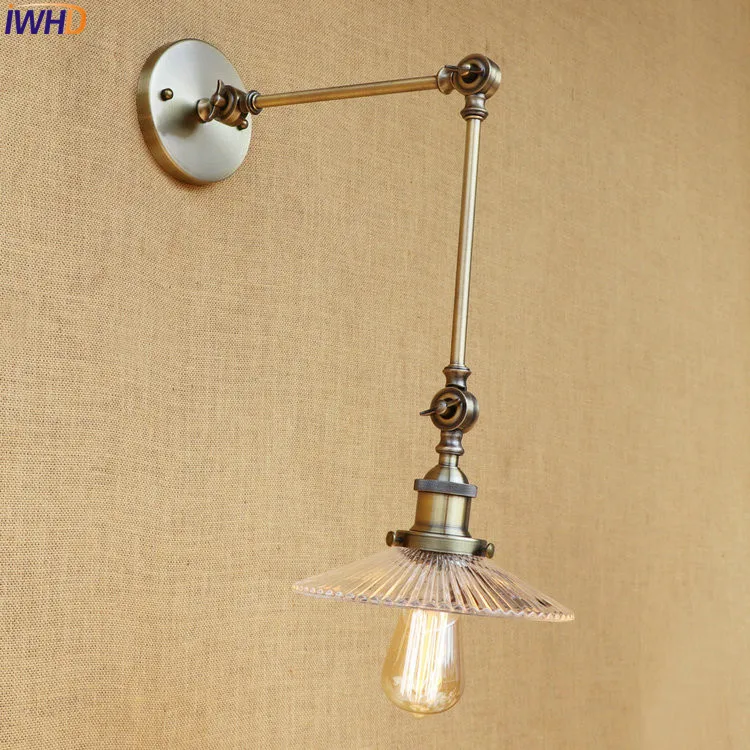 IWHD стеклянный латунный античный настенный светильник s для спальни лестницы