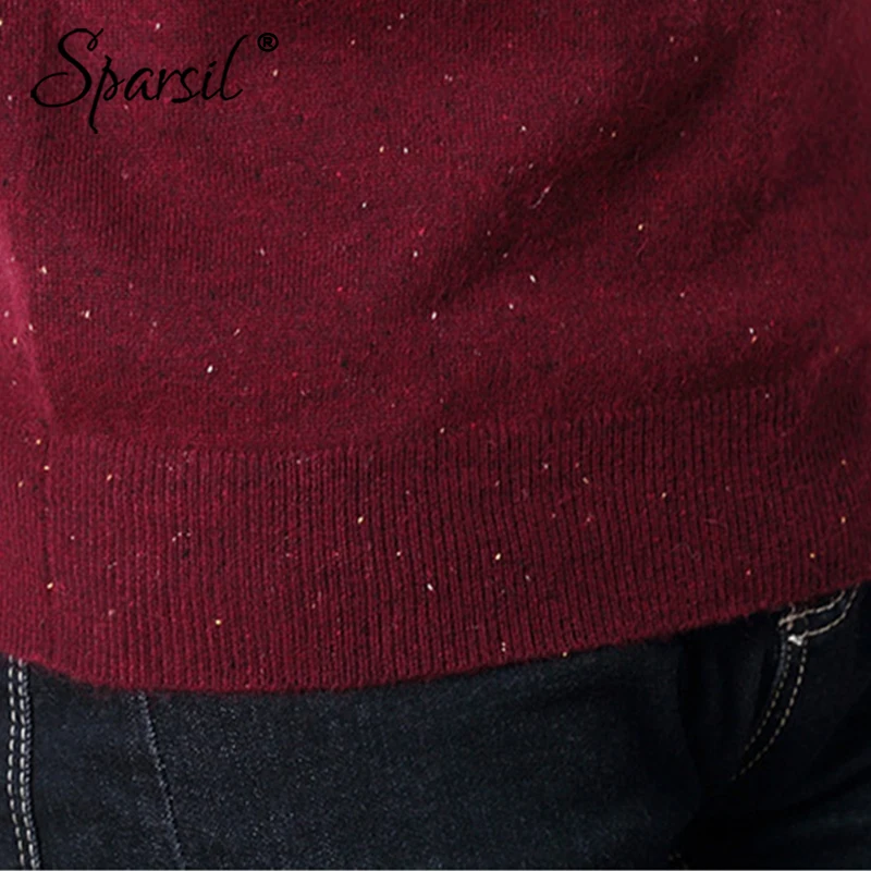 Sparsil Men Winter Angora Knitted Sweater Autumn Half Turtle Neck Pullover Knitwear Classic Simple Solid Male Jumper Sweaters | Мужская