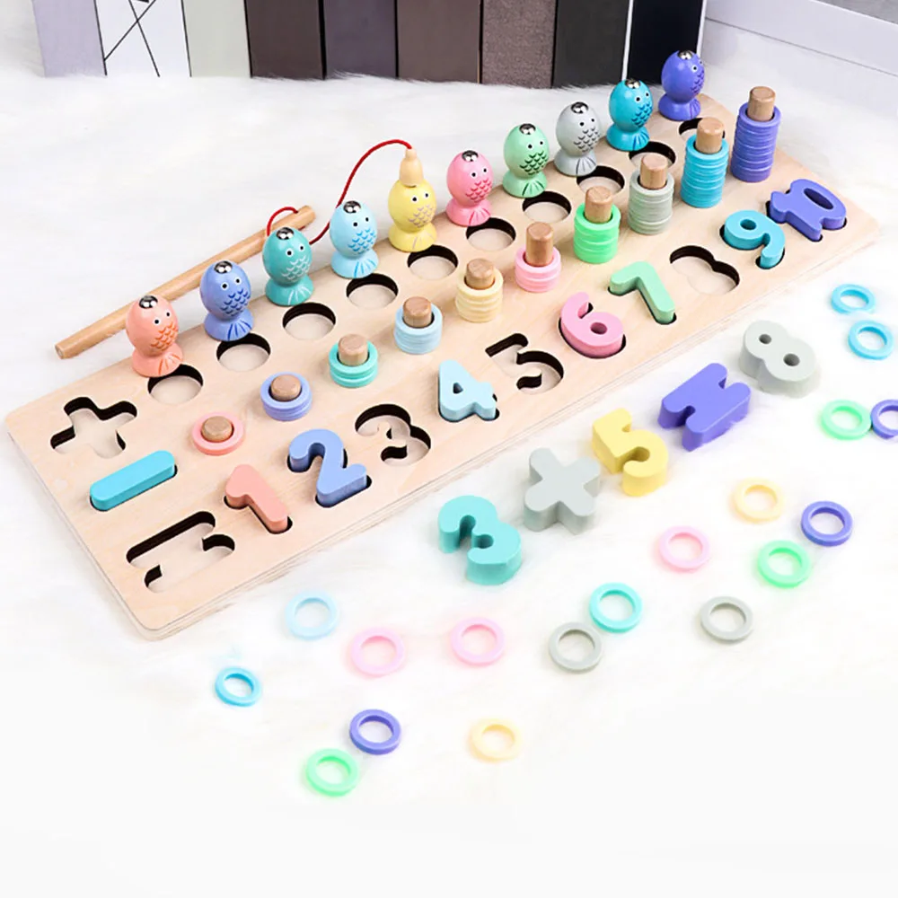 

Children Fishing Wooden Montessori Learning To Count Numbers Matching Digital Shape Early Education Teaching Math Toys