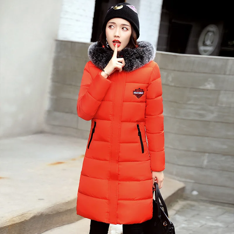 

2019 Rushed Polyester Slim Winter New Korean Hat Self-cultivation Seta Lead Long Ma'am Cotton-padded Clothes Cotton Thickening