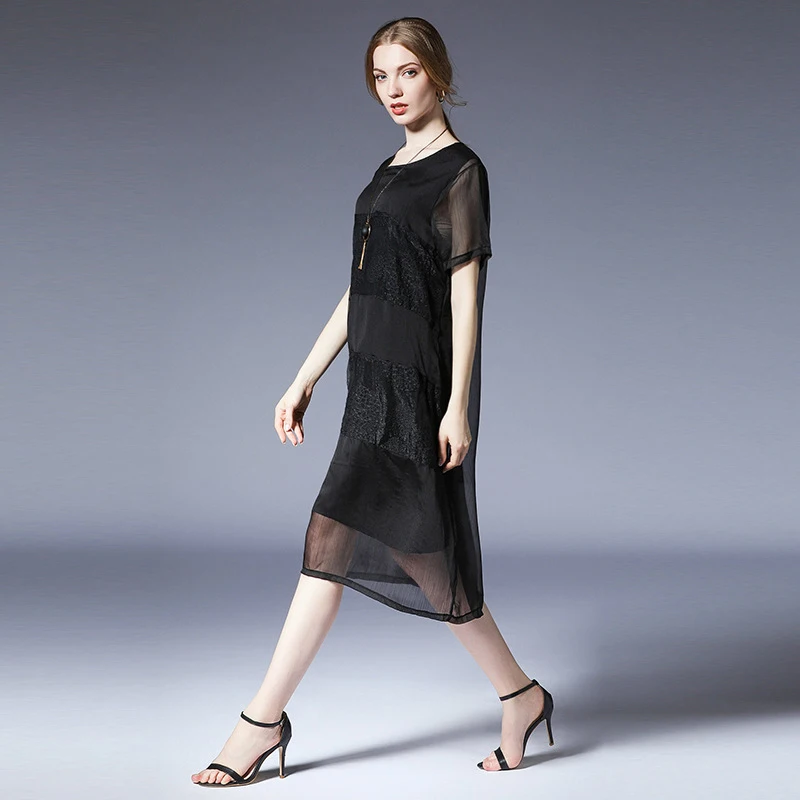 Фото CHICEVER Embroidery Summer Dress For Women 2018 O Neck Short Sleeve Loose Plus Size Black Women's Dresses Korean Fashion Tide Женская CHICEVER Embroidery Summer Dress For Women 2018 O Neck Short Sleeve Loose Plus Size Black Women's Dresses Korean Fashion Tide Женская