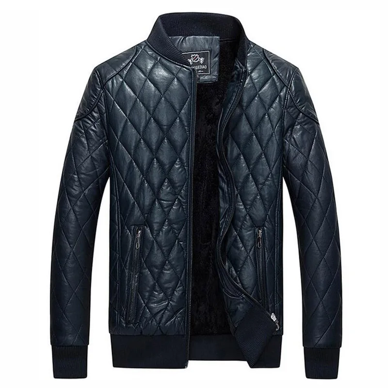 2018 Новая мода pu кожаная куртка мужская черная армейская зеленая однотонная s