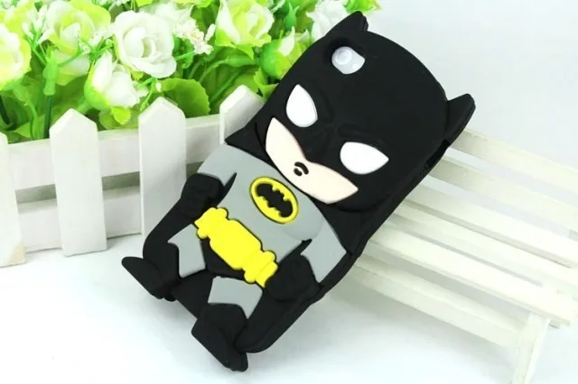 1 шт. милый 3D мультфильм Бэтмен мягкий силиконовый чехол для iPhone 4 и 4S 5 5S Капа силиконовый чехол для сотового телефона