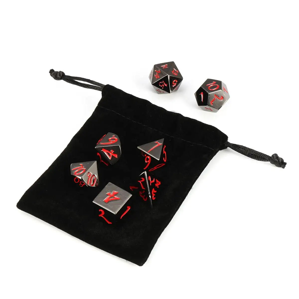 7 шт цинковые тяжелые металлические многогранные игральные кости DnD RPG комплект с черной тканевой сумкой Семейные развлекательные игровые кубики многомерные