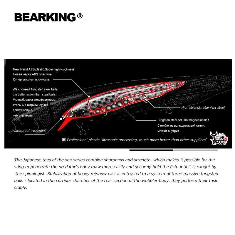 BEARKING 160 мм 30 г Горячая приманки для ловли рыбы, разные цвета, minnow crank, Вольфрам система веса(wobbler) модель воблер