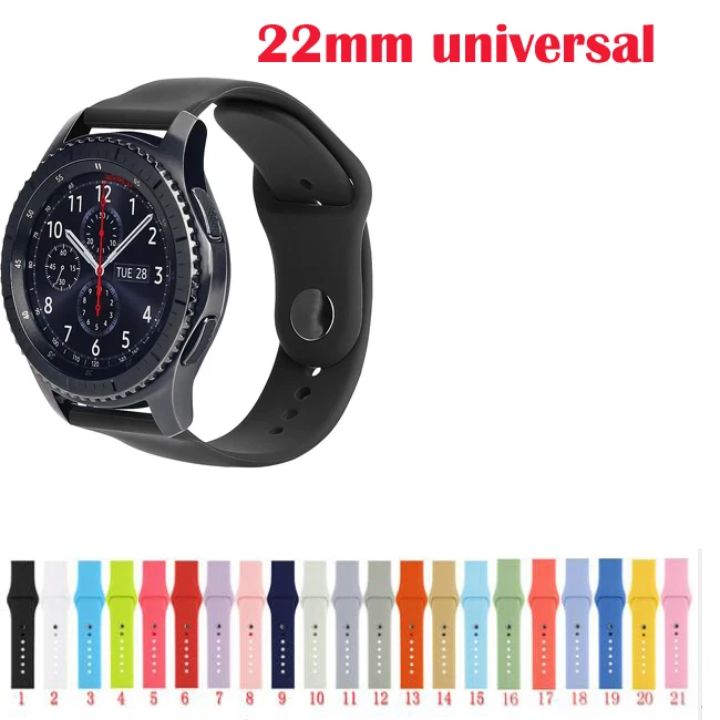 22 мм 20 мм для samsung Galaxy active 2 42 46 s2 S3 браслет live zenwatch ремешок силиконовый amazfit 3 2s 1 GTR GTS pace ремешок Bip