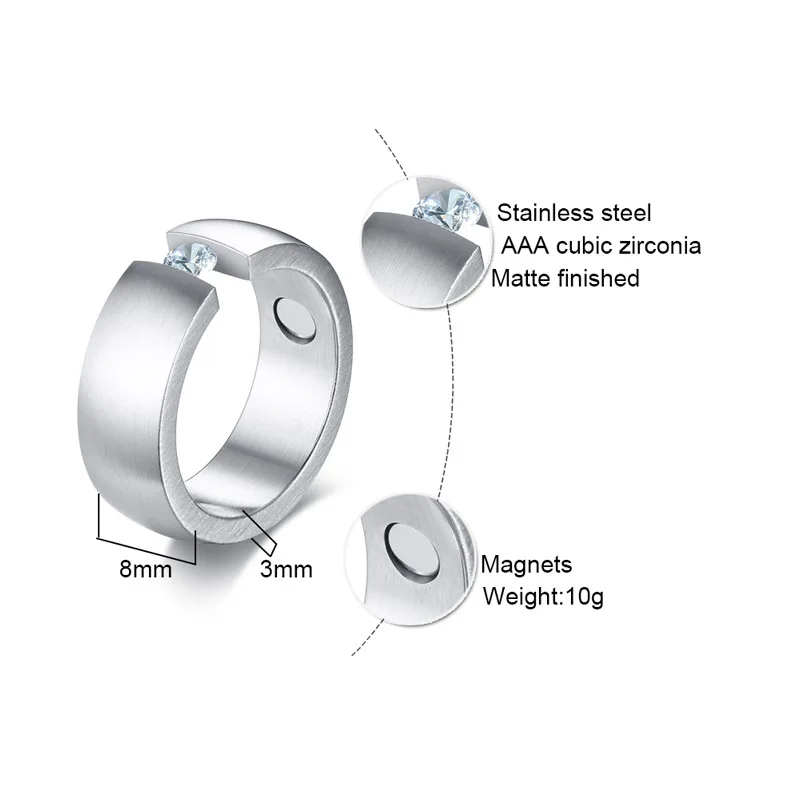 DOYUBO Simple Style Men's Stainless Steel Ring Magnets Stone Fashion Accessories For Male Cubic Zirconia Jeweryl DA073 | Украшения и
