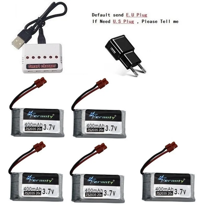 3,7 V 400 мА/ч, Батарея и(6 в 1) Зарядное устройство для SYMA X15 X5A-1 X15C X15W H31 X4 H107 KY101 E33C E33 U816A V252 H6C RC ЗАПАСНЫЕ Запчасти - Цвет: Коричневый
