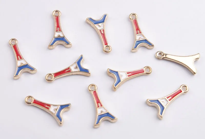 Бесплатная доставка 40 шт Красный Белый Синий Эмаль Эйфелева подвески в виде
