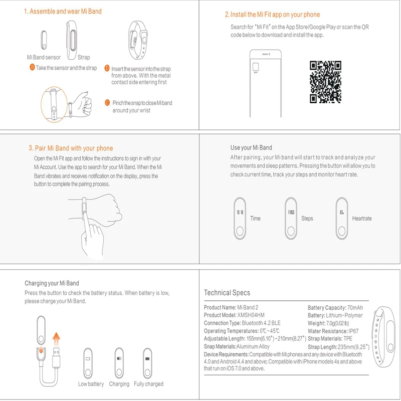 Xiaomi mi Band 2 умный Браслет Bluetooth 4,0 спортивные умные часы с монитором сердечного ритма в режиме реального Smart mi Band2