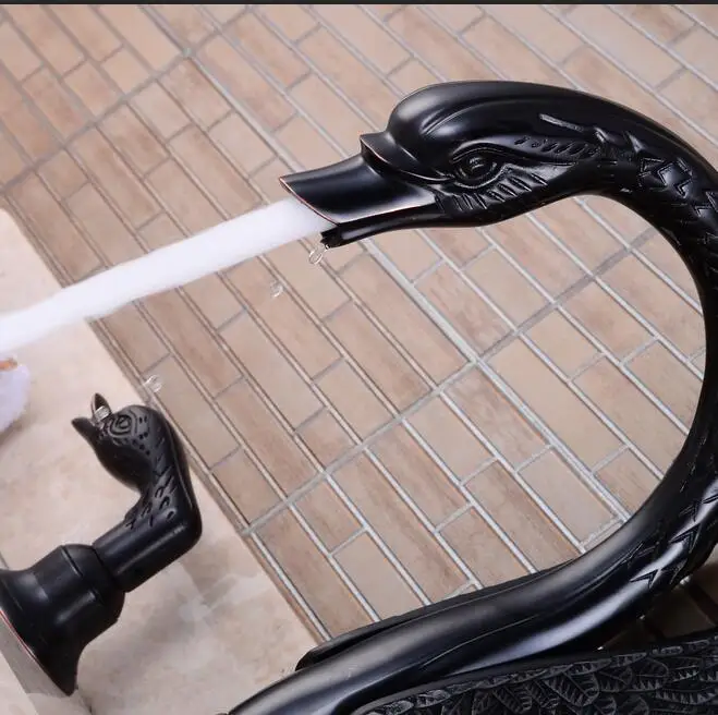 Черная отделка 3 шт. смеситель с фигуркой лебедя маленький лебедь ручка кран Кран