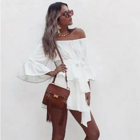 Новинки для женщин Лето 2017 г. модная блуза с открытыми плечами эластичной талией