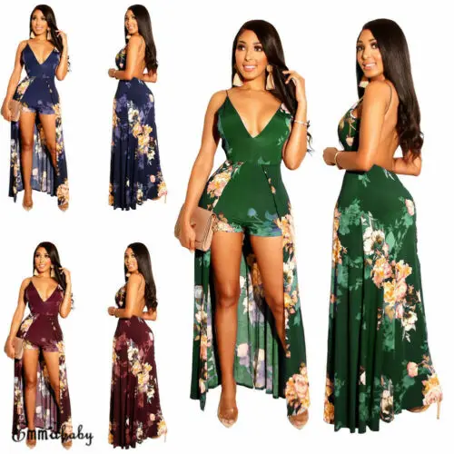 Женское длинное платье без рукавов Boho Пляжное облегающее с разрезом синее