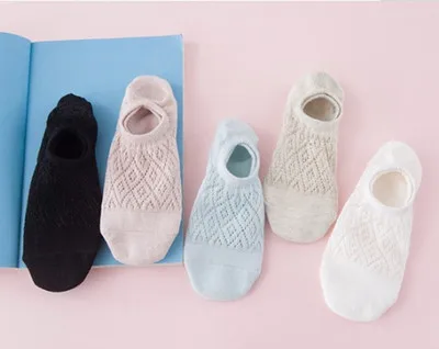 5 pieces cotton women boat socks hosiery non-slip hollow out mesh breathable casual female ankle short sock | Женская одежда