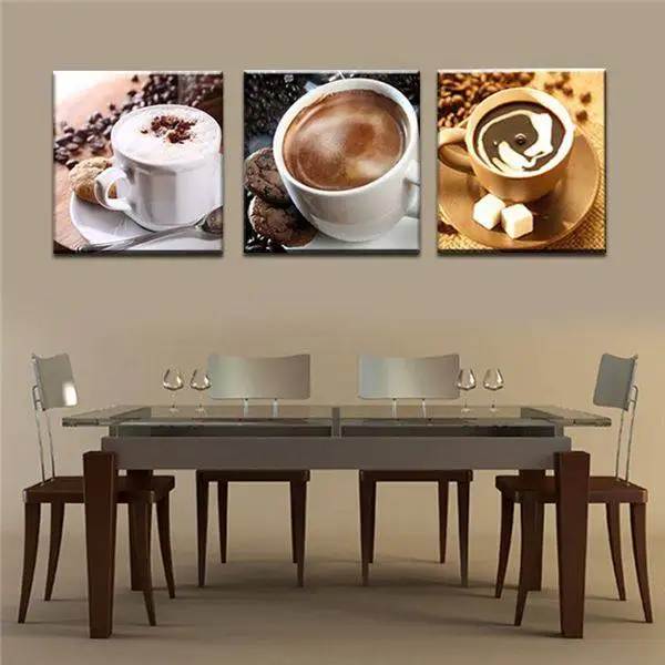 3 Панели без рамки еда и чашка кофе чай Современная печать на холсте живопись