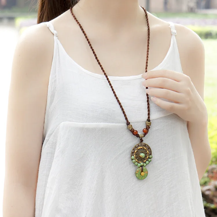 Женское ожерелье ручной работы винтажное Ювелирное Украшение с подвеской из