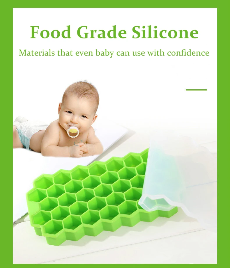 Honeycomb Shape Ice with Cover 37 Cubes Ice Tray Mold Storage Containers ice tray mold Kitchen Accessories GYH