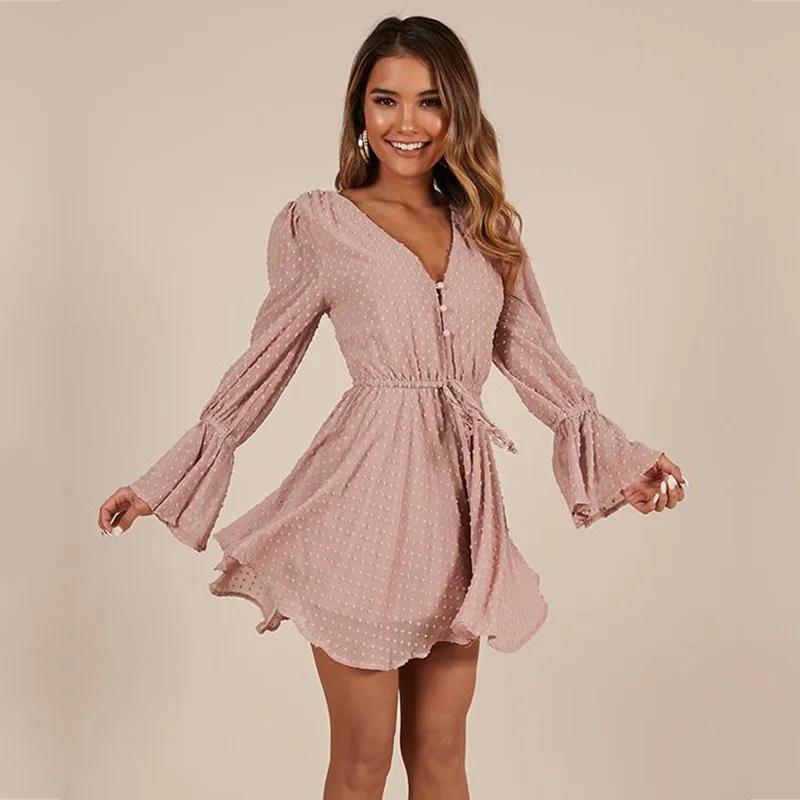 Женский прозрачный пляжный комбинезон розовый короткий в горошек с длинным