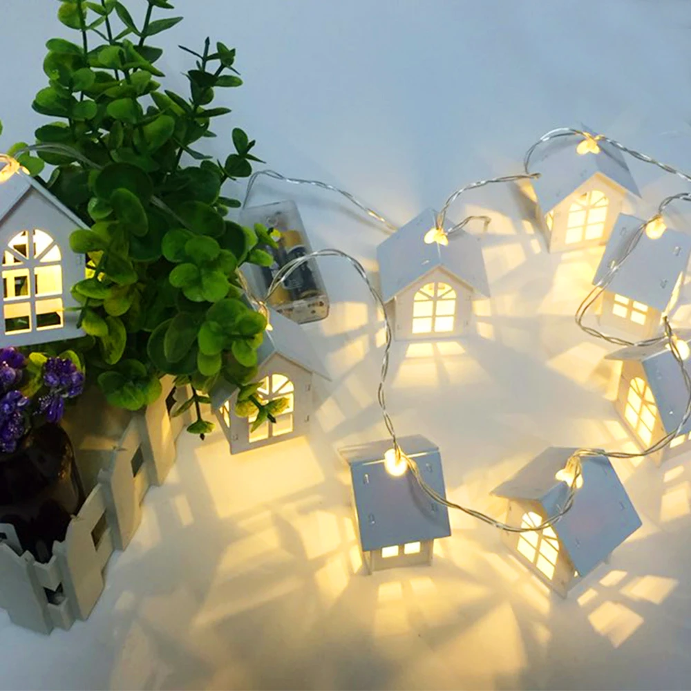 Асчер светодио дный светодиодная гирлянда дерево с домиками 1 5 м 10 LED s Room Decor