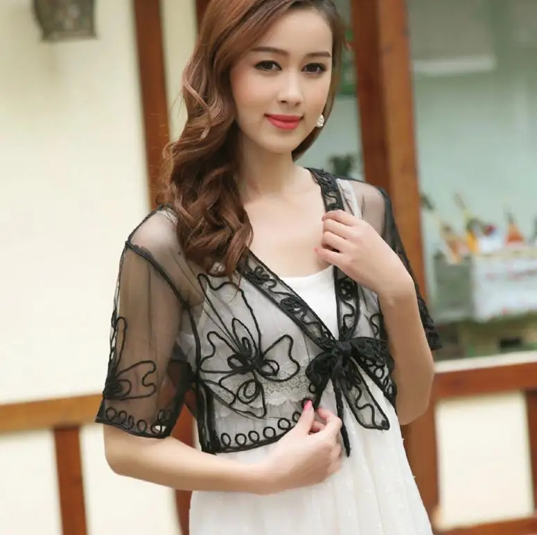 Женский винтажный короткий кардиган кружевной сетчатый пиджак большого размера