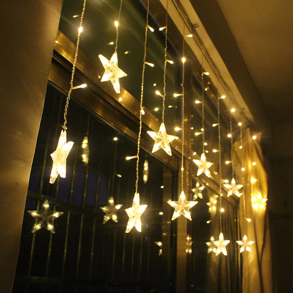 2 м Звездные сказочные огни Рождественская звезда гирлянда светодиодная занавес
