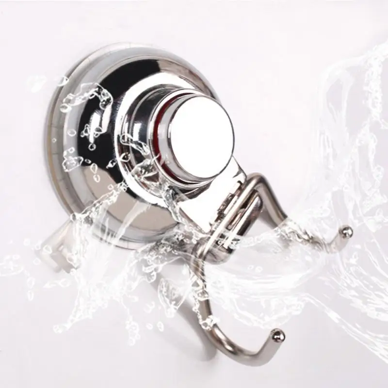 Нержавеющая Сталь Вакуумный Присоске Поворотный Двойной Крюк Сумка Держатель