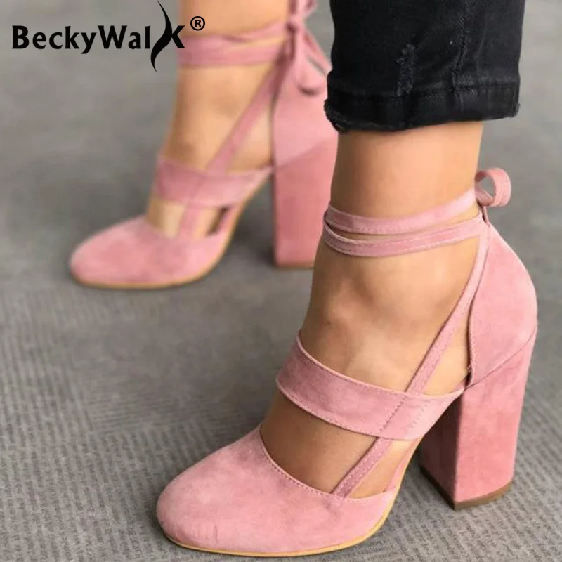 Женские туфли-лодочки; женские босоножки на высоком каблуке; chaussures femme; летние туфли-гладиаторы; женская обувь на толстом каблуке; большие размеры 35-43; WSH3329