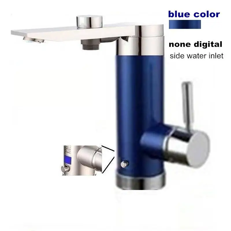 blue side in 3.5kW водонагреватель мгновенный Электрический водонагреватель без резервуара для ванной комнаты Душ кухонная раковина боковой Нижний Вход ЕС вилка - Цвет: blue side in