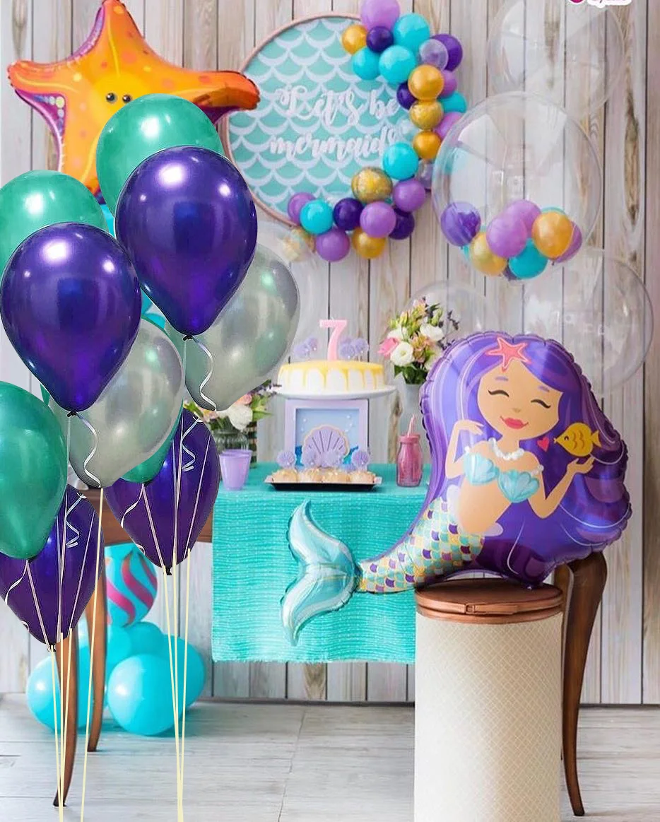 30PCS 3 Colors Mermaid 10inch Latex Balloons Inflatable Balloon Brithday Wedding Party Decoration Bachelorette Supplies - купить по