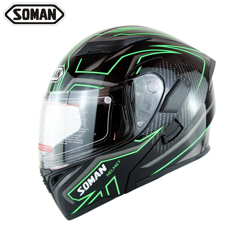 Мотоциклетный шлем Soman SM955 гоночный на все лицо с двойным козырьком уличный для