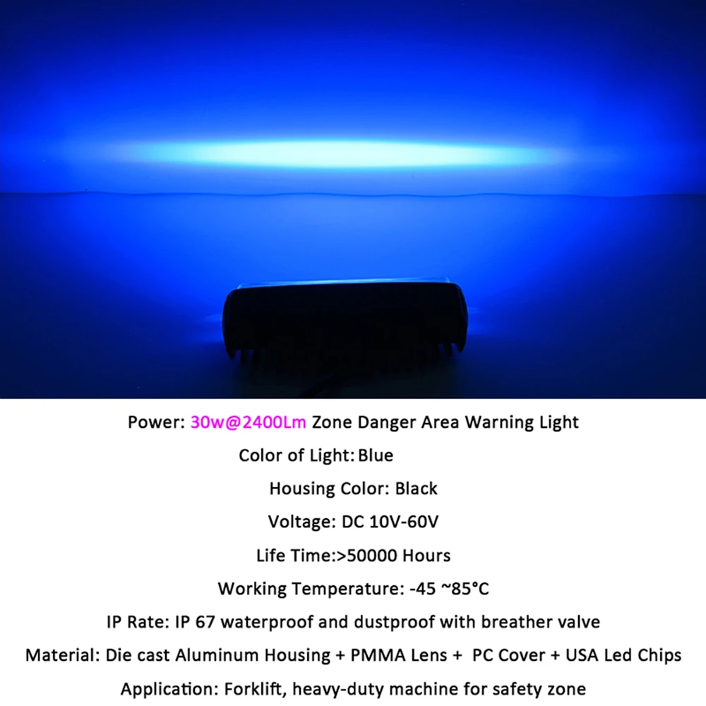 30 Вт синий светодиодный рабочий светильник 12 в 24 48 60 предостережение о