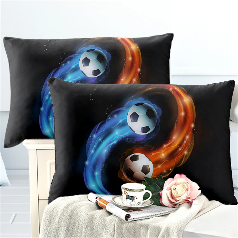 

Tai Chi Football Bedding Set Sports Design Duvet Cover Set Blue Red Patchwork Football Print Bedding Pillowcase Bedclothes 3Pcs