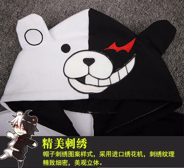 Аниме Danganronpa триггер счастливый хаос с капюшоном на молнии Толстовка Косплей Костюм Monokuma куртка для мужчин и женщин Повседневная Толстовка