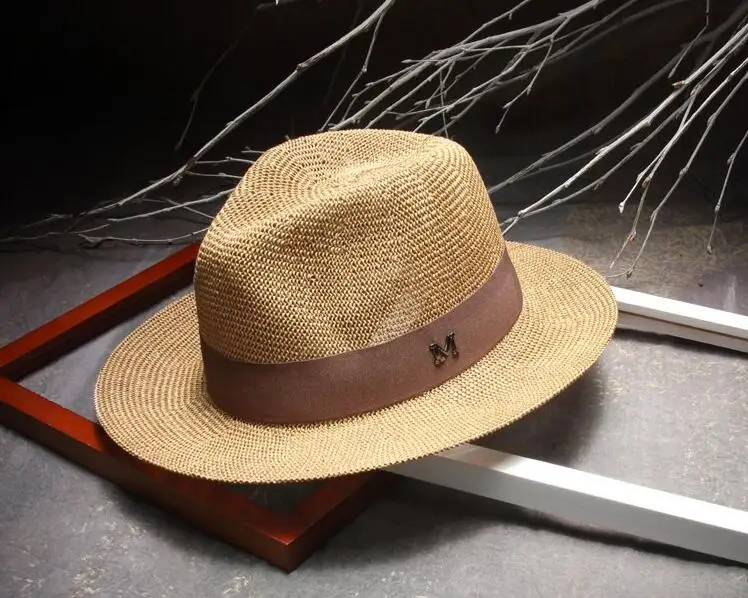 Шляпа Мужская/женская Соломенная элегантная Панама от солнца чёрная/белая