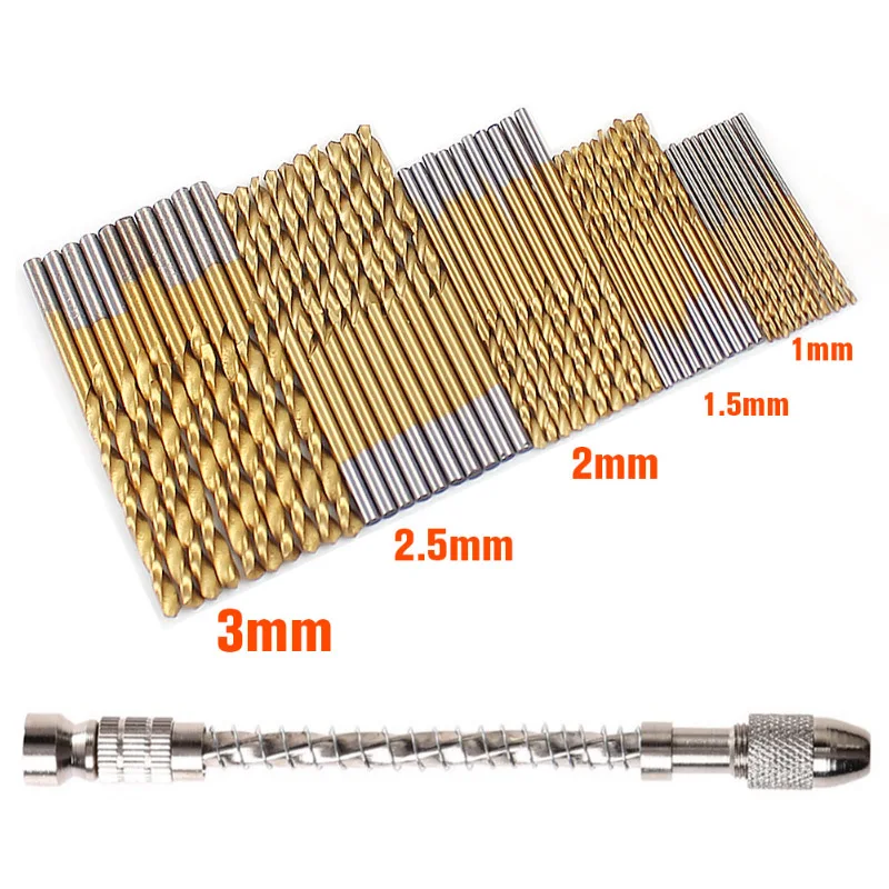 Фото 50Pcs/Set Twist Drill Bit Set Saw HSS High Steel Wood Tool 1/1.5/2/2.5/3 mm For Metal +1pc Hand Инструменты 50Pcs/Set Twist Drill Bit Set Saw HSS High Steel Wood Tool 1/1.5/2/2.5/3 mm For Metal +1pc Hand Инструменты
