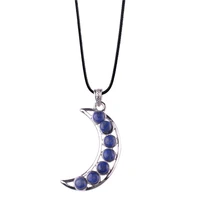 moon shape natural stone beads pendant white jad howlite quartz malachite necklace collars jewelry