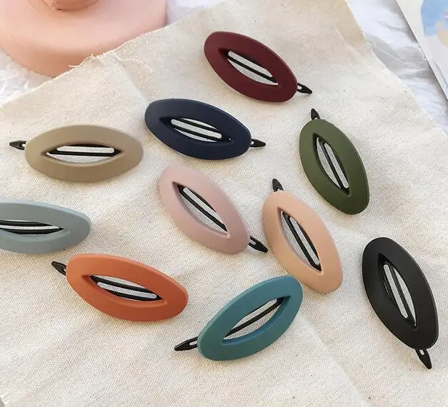 2019 Korea Fashion Solid Color Scrub Resin Hair Clips Geometric Hollow Oval Wave Shape Hairpins Accessories for Women | Украшения и