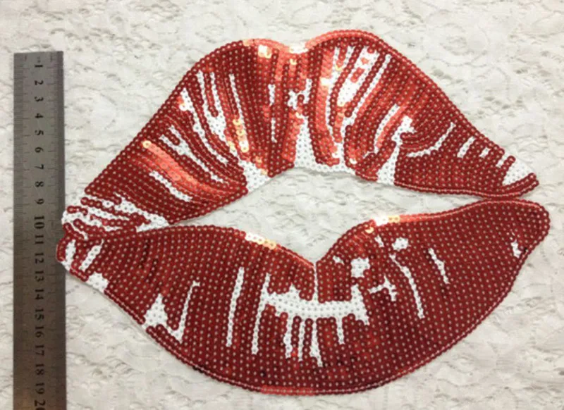 Большие красные густые блестки и патчи для аппликации с железной вышивкой