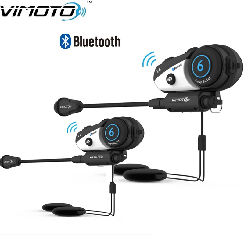 2 шт. VIMOTO V6 Bluetooth домофон мотоциклетный шлем Переговорная гарнитура водонепроницаемый беспроводной Bluetooth Мото гарнитура переговорные