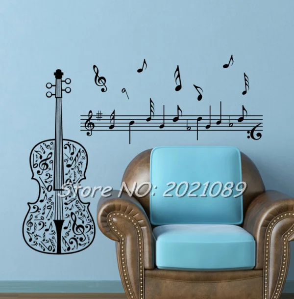 Новинка 2016 брендовая Наклейка на стену с музыкальными нотами для гитары