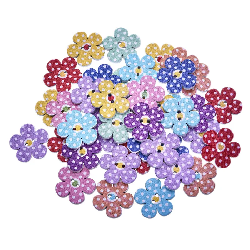 50 шт. пуговицы в форме цветка для украшения дома деревянные скрапбукинга 2