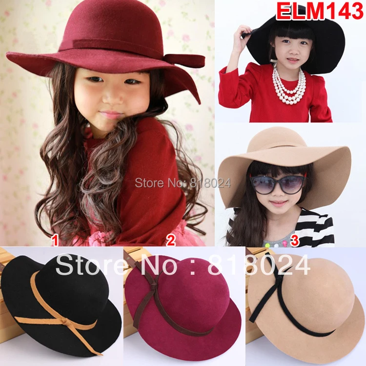 Детская фетровая шляпа с бантом 5 шт./Лот 100% шерсть|felt hat|kids fedorafelt wool hat |