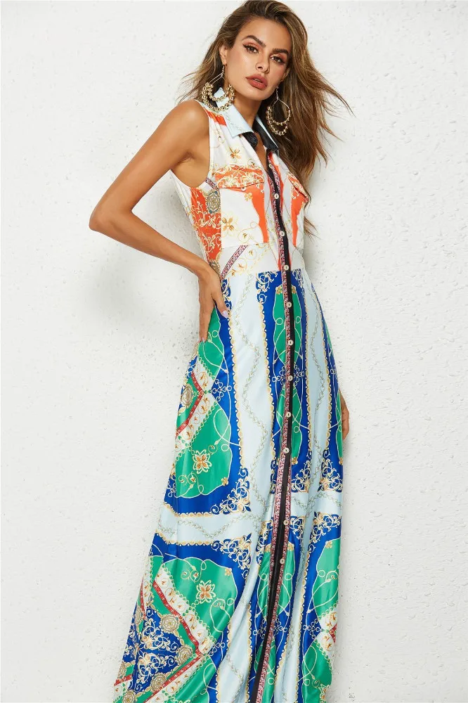 Женское платье пляжный Сексуальный Кардиган с принтом лето 2019 макси длинное