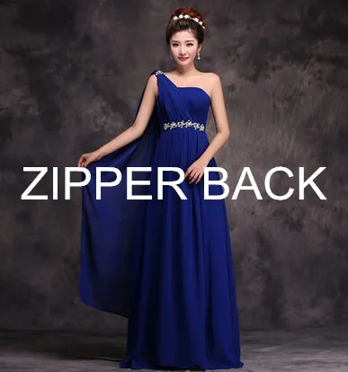 ROYAL BLUE ZIPPER Греческая богиня красивое Дешевое длинное синее платье на одно плечо для подружки невесты, сделанное из платья сестры, платье, фиолетовые платья для подружки невесты H1999 - Цвет: ROYAL BLUE ZIPPER