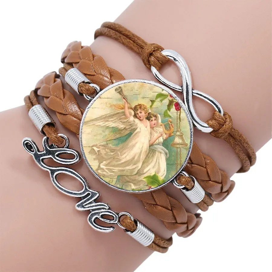 Женский винтажный ювелирный многослойный браслет Санты кабошон